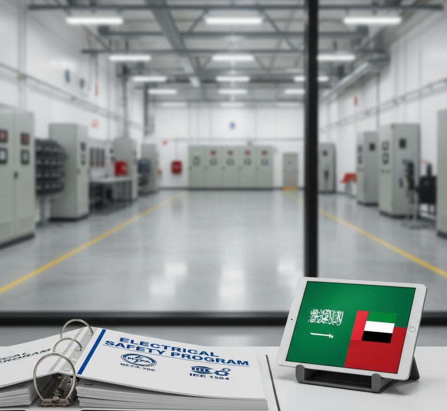 A guide to Arc Flash Regulations in the UAE and Saudi Arabia, showing compliance with NFPA 70E