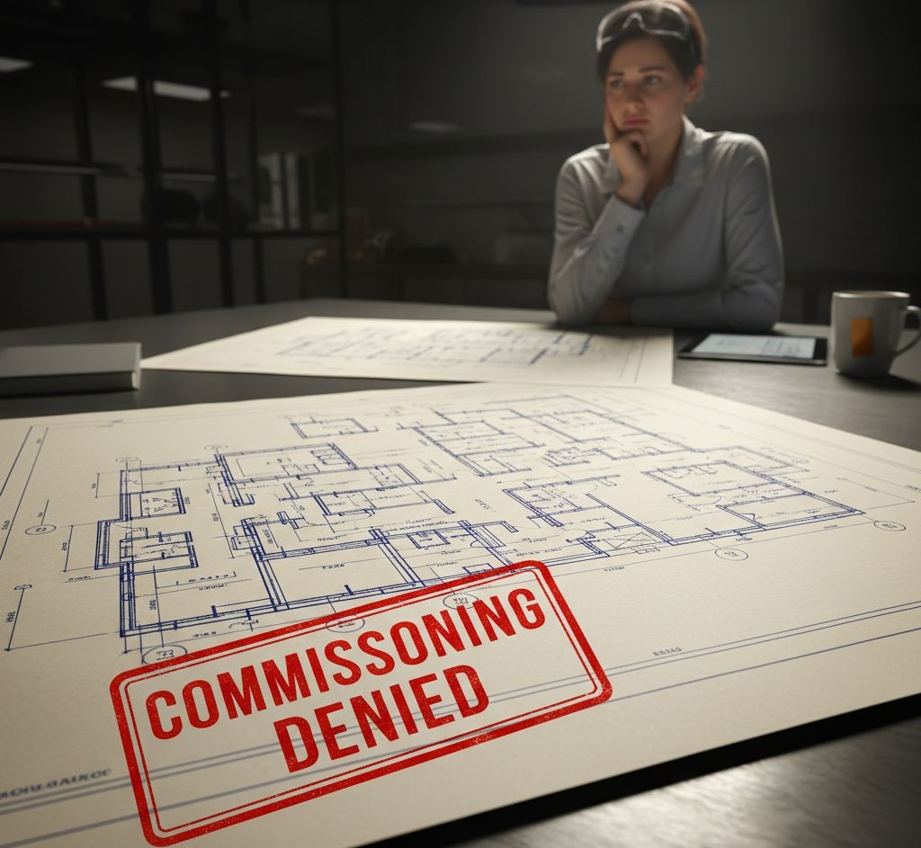 A visual representing a failed GCC project commissioning due to hidden power system design flaws.