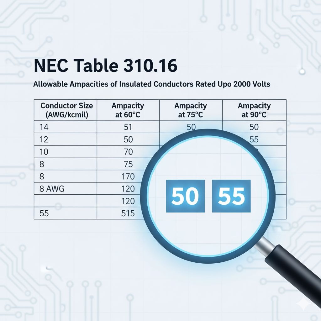 A guide to using NEC Table 310.16 for a base cable ampacity calculation.