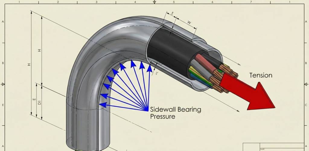 Diagram illustrating sidewall bearing pressure on a cable during installation.